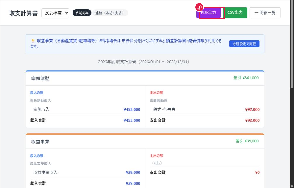 財務管理 収支計算書