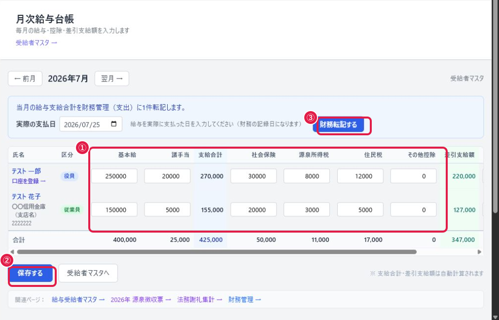 月次給与台帳