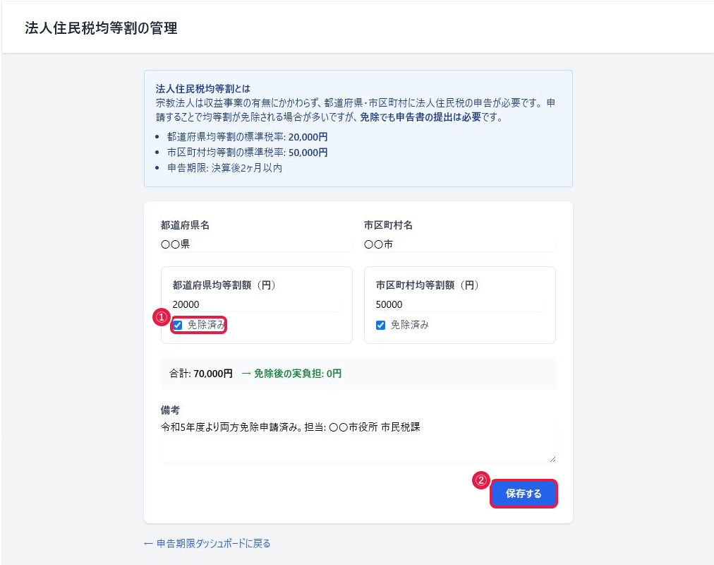 法人住民税均等割の管理